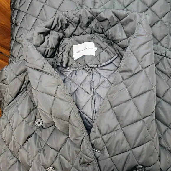 Rebecca Minkoff Quilted Twill Long Coat Black Womens Size S - Picture 11 of 15
